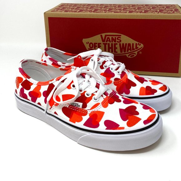 VANS Authentic Valentines ❤️ White Red Shoes Heart Pattern Women's VN0A348A40Q - Picture 2 of 11